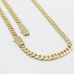 14K Set Choker Miami Cuban Link Cz Stones Yellow Gold