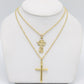 14K Set Rope Chains with Divino Nino - Cross Pendant Cz Stones Yellow Gold