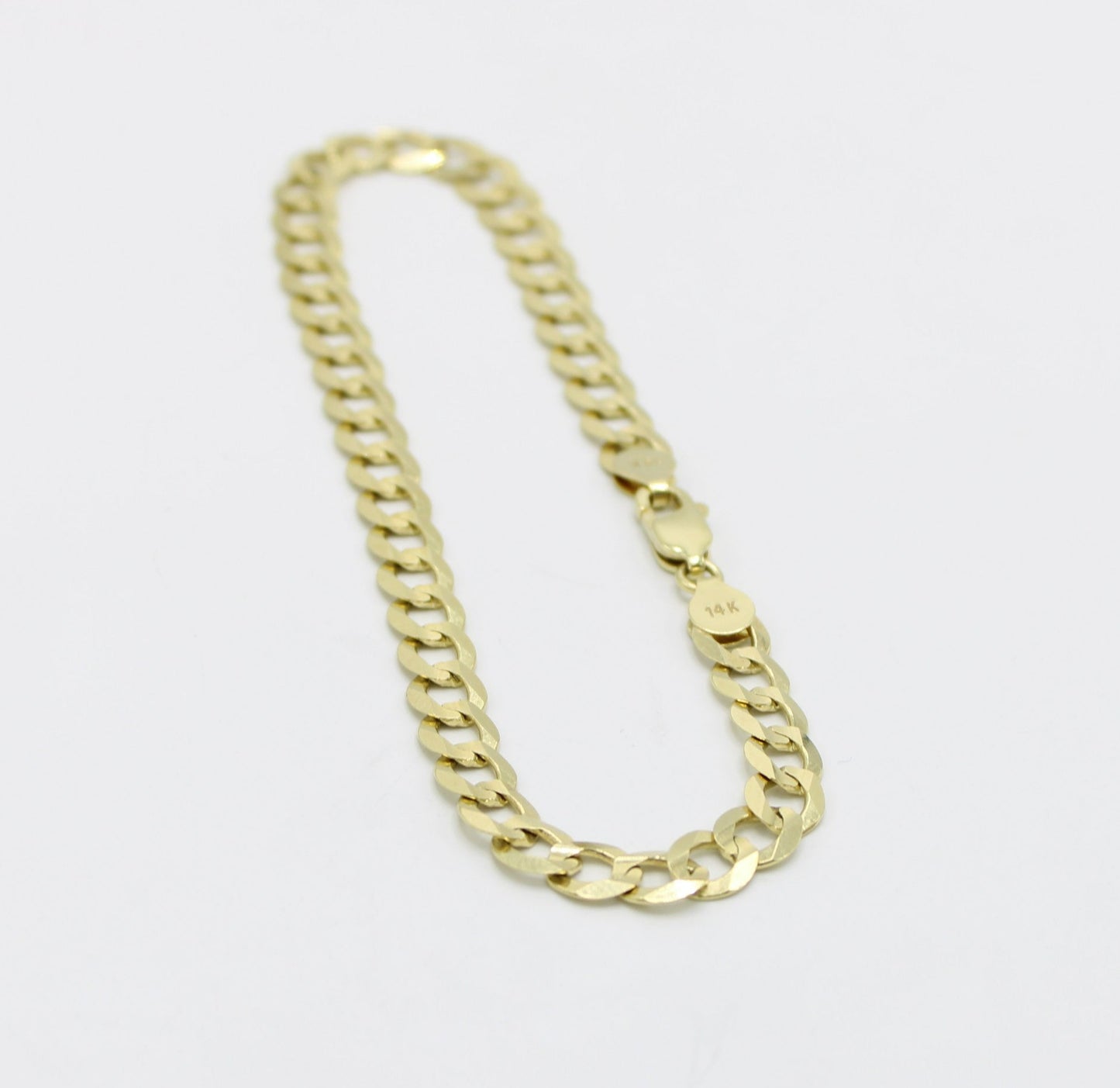 14k Flat Cuban Ankle Bracelet Yellow Gold