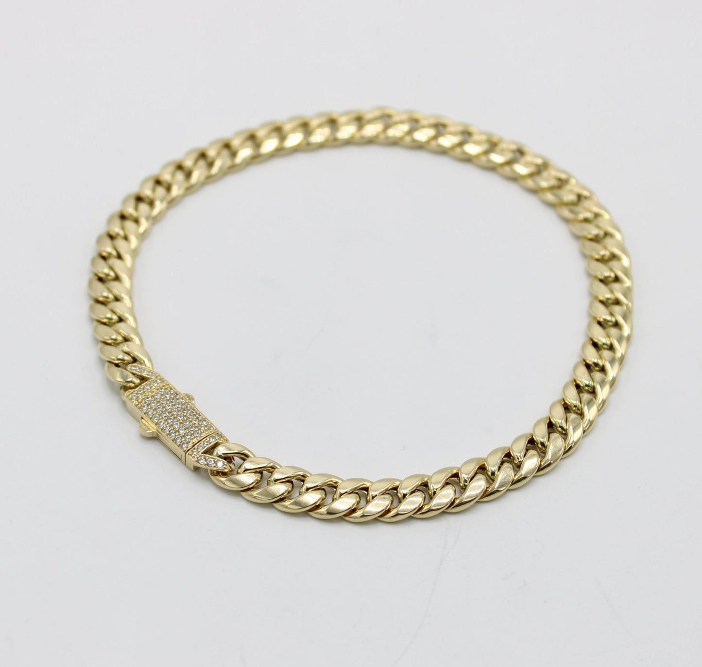 14k Miami Cuban Ankle Bracelet Two Tones Yellow Gold