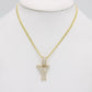 14K Initial Name (Y) Pendant Baguette/Cz Stones With Cuban Chain Yellow Gold