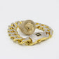 14K Monaco Bracelet Full Cz Stones / Medusa Ring Yellow Gold