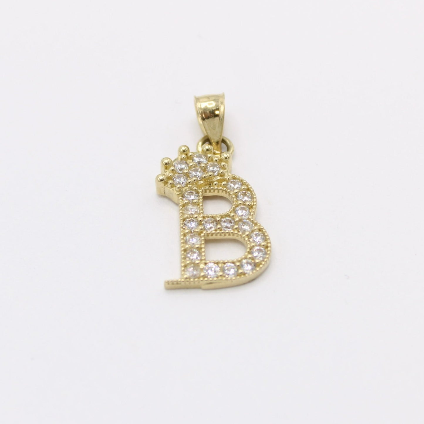 14kCrown Initial Name ( B ) Cz Stones Yellow Gold