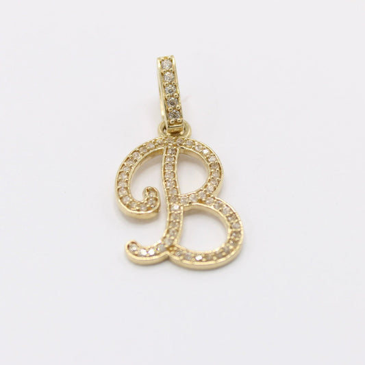 14k Initial Name ( B )  Cz Stones Yellow Gold