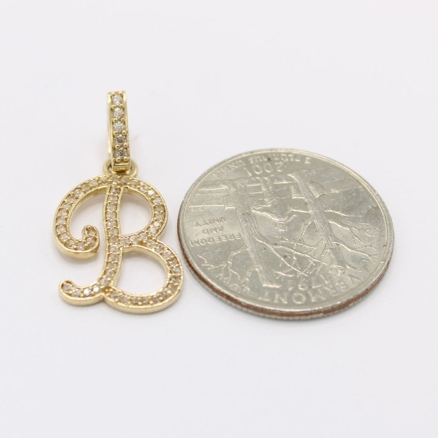 14k Initial Name ( B )  Cz Stones Yellow Gold