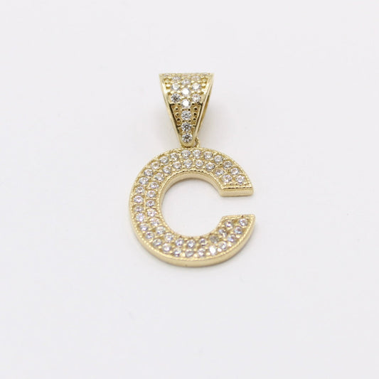 14k Initial Name ( C ) Baguette / Cz Stones Yellow Gold