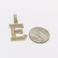 14K Initial Name ( E ) Baguette / Cz Stones Yellow Gold