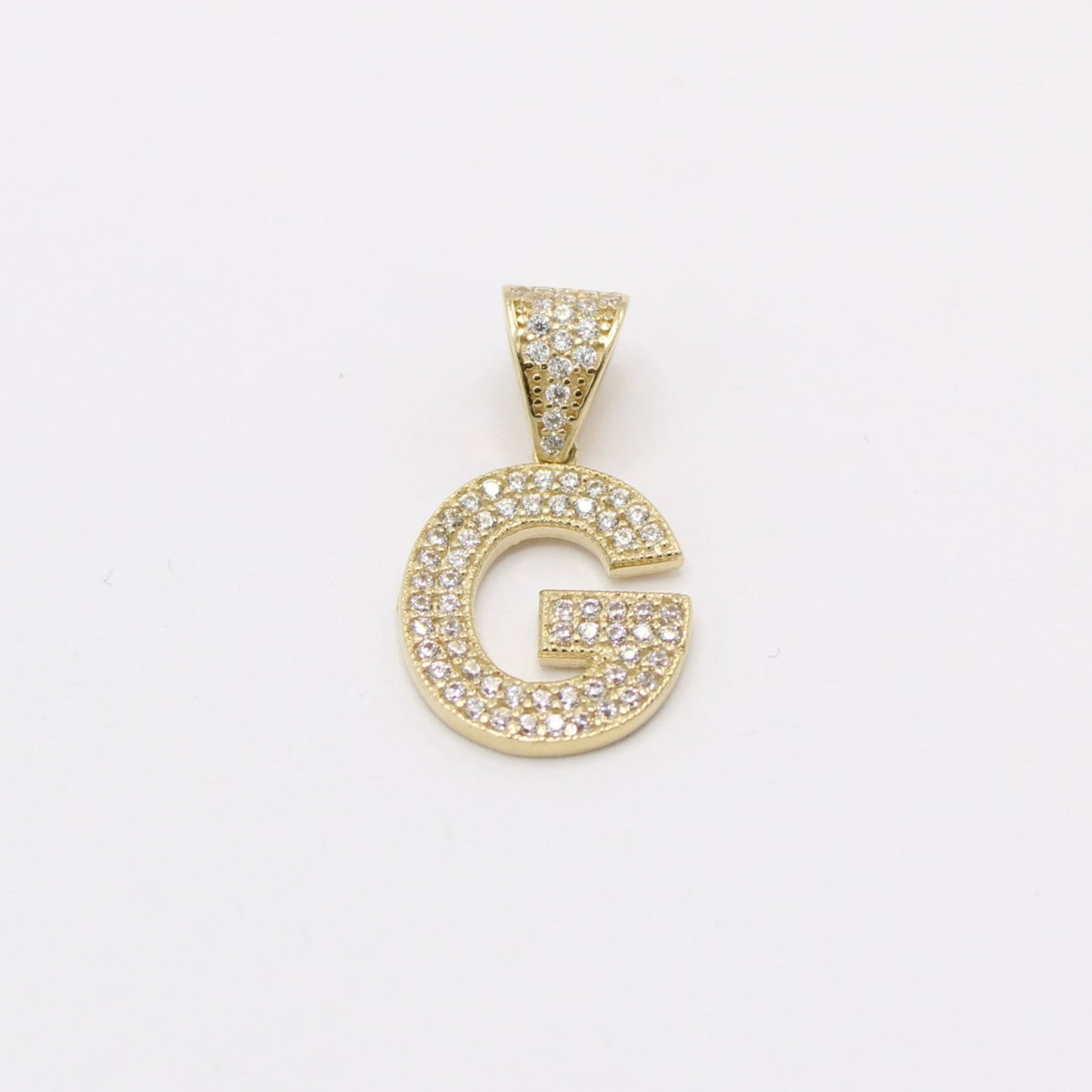 14K Initial Name ( G ) Cz Stones Yellow Gold