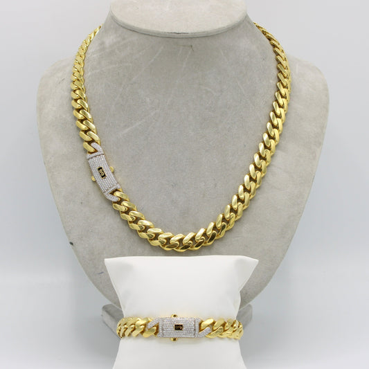 14K Monaco Chain And Bracelet Cz Stones  Yellow Gold