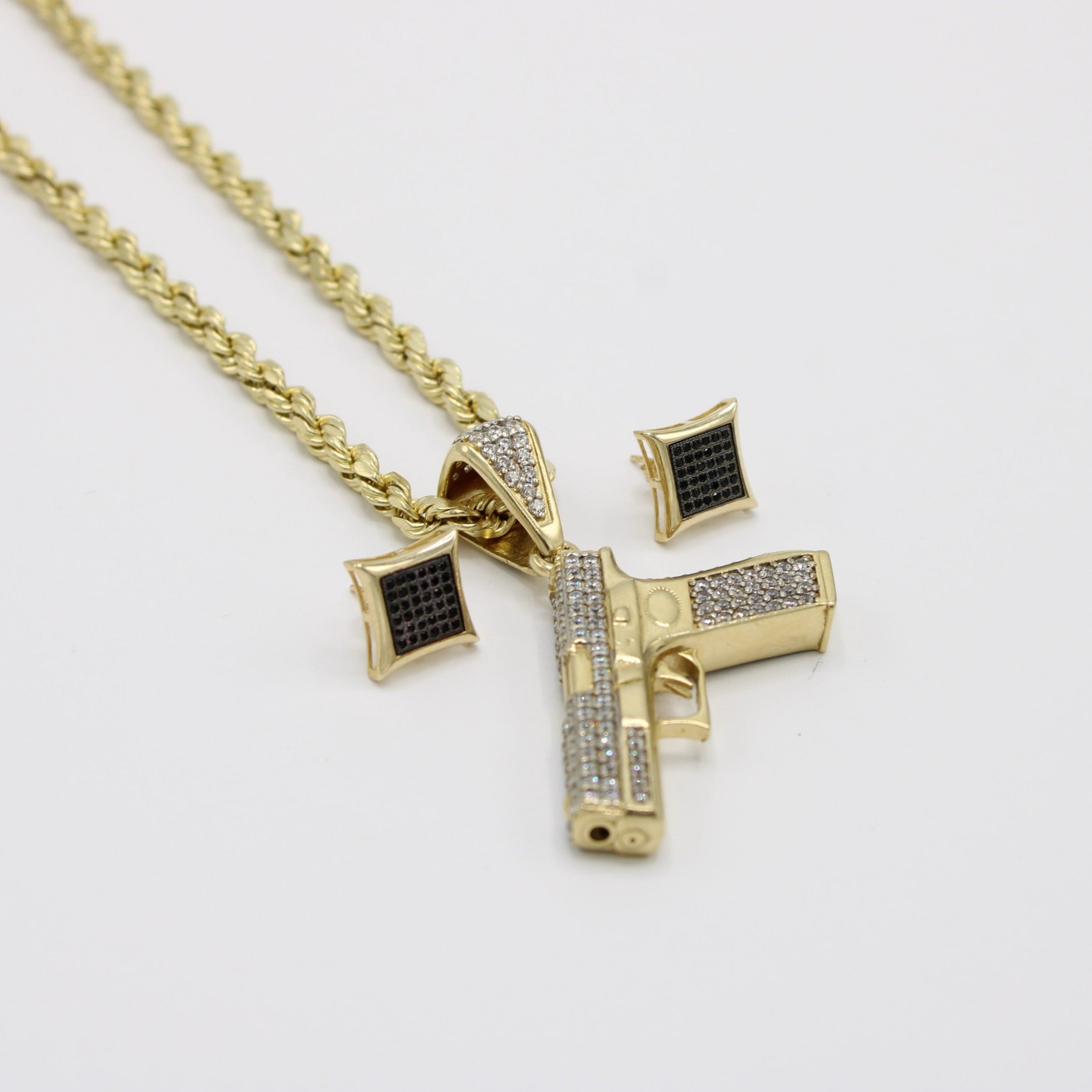 Gold chain hot sale gun pendant