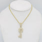 14K Set Key Pendan Cz Stones With Rope Chain And Hoops Yellow Gold