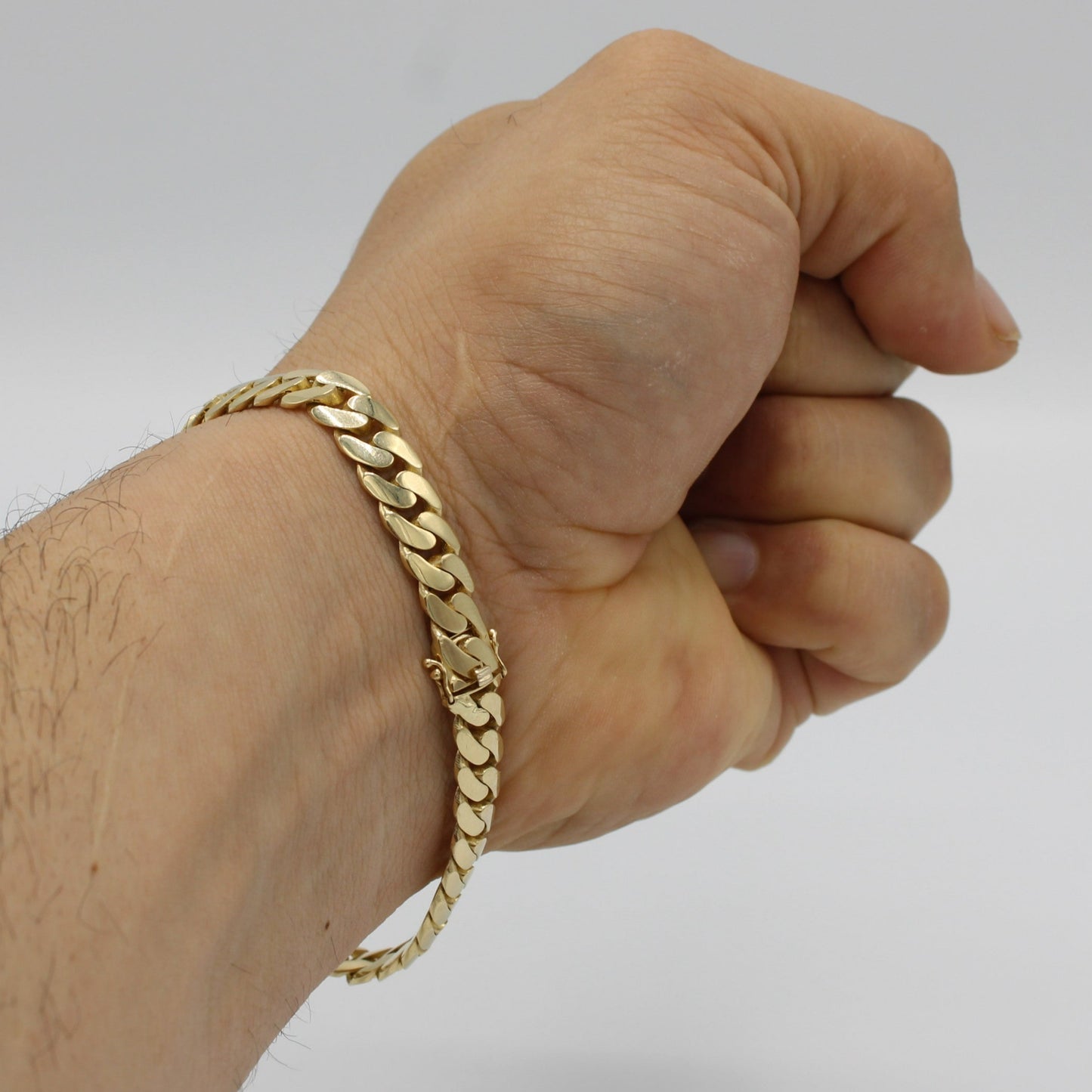 14K Semi-Solid Miami Cuban Link Bracelet Yellow Gold