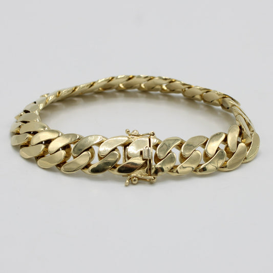 14K Semi-Solid Miami Cuban Link Bracelet Yellow Gold
