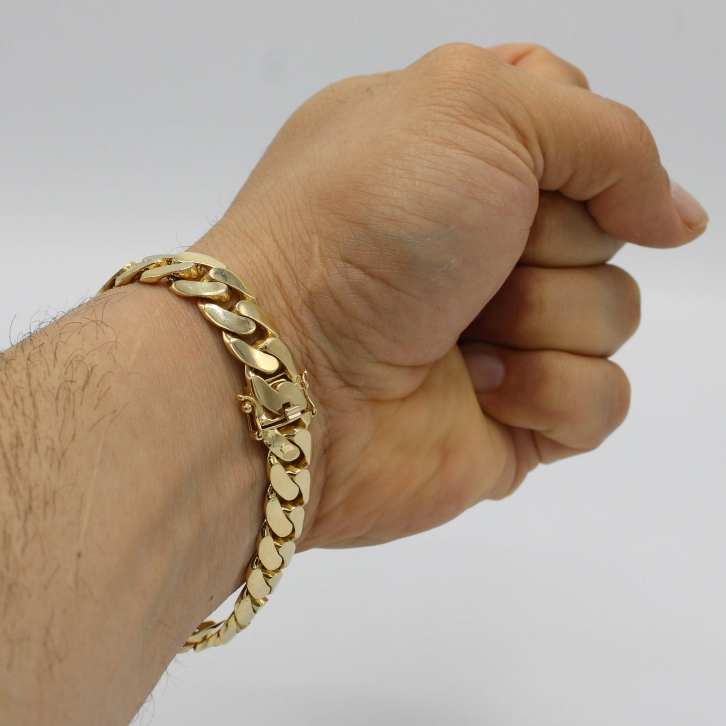 14K Semi-Solid Miami Cuban Link Bracelet Yellow Gold