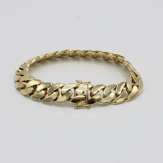 14K Semi-Solid Miami Cuban Link Bracelet Yellow Gold