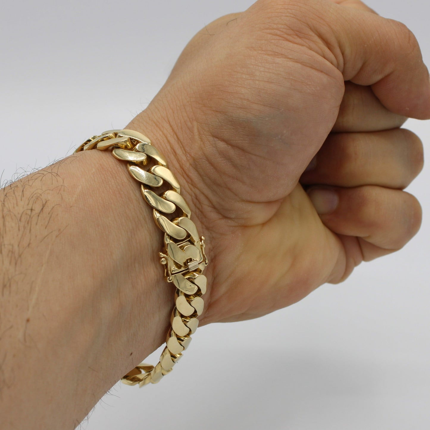 14K Semi-Solid Miami Cuban Link Bracelet Yellow Gold