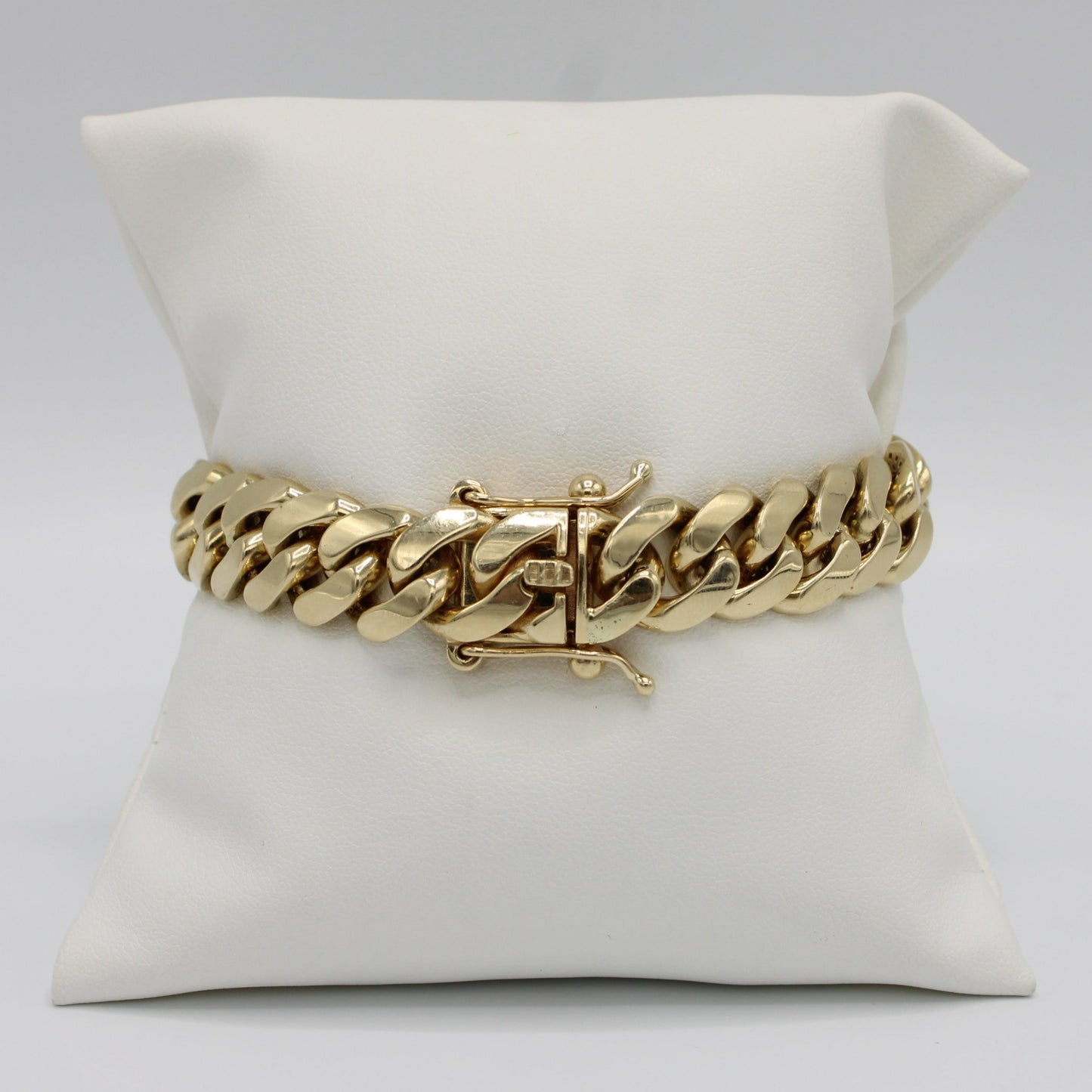 14K Semi-Solid Miami Cuban Link Bracelet Yellow Gold