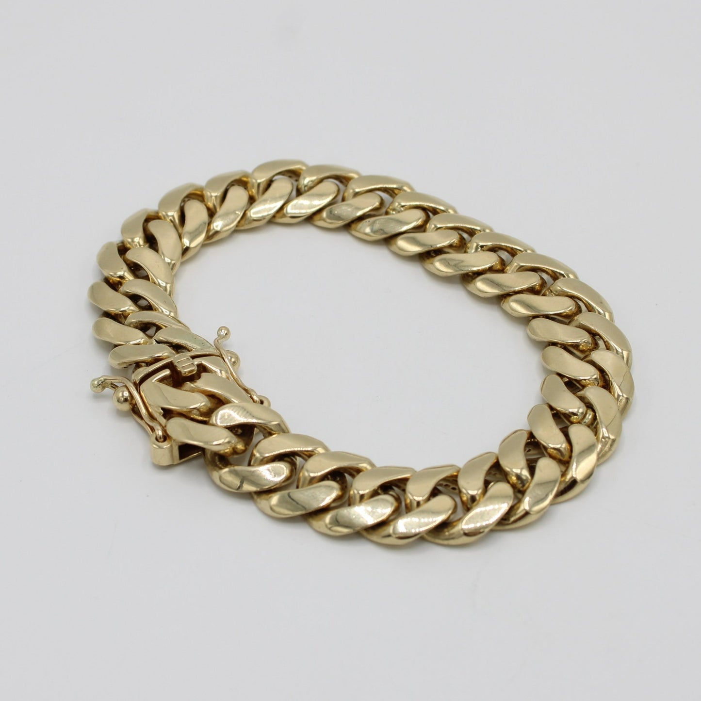 14K Semi-Solid Miami Cuban Link Bracelet Yellow Gold