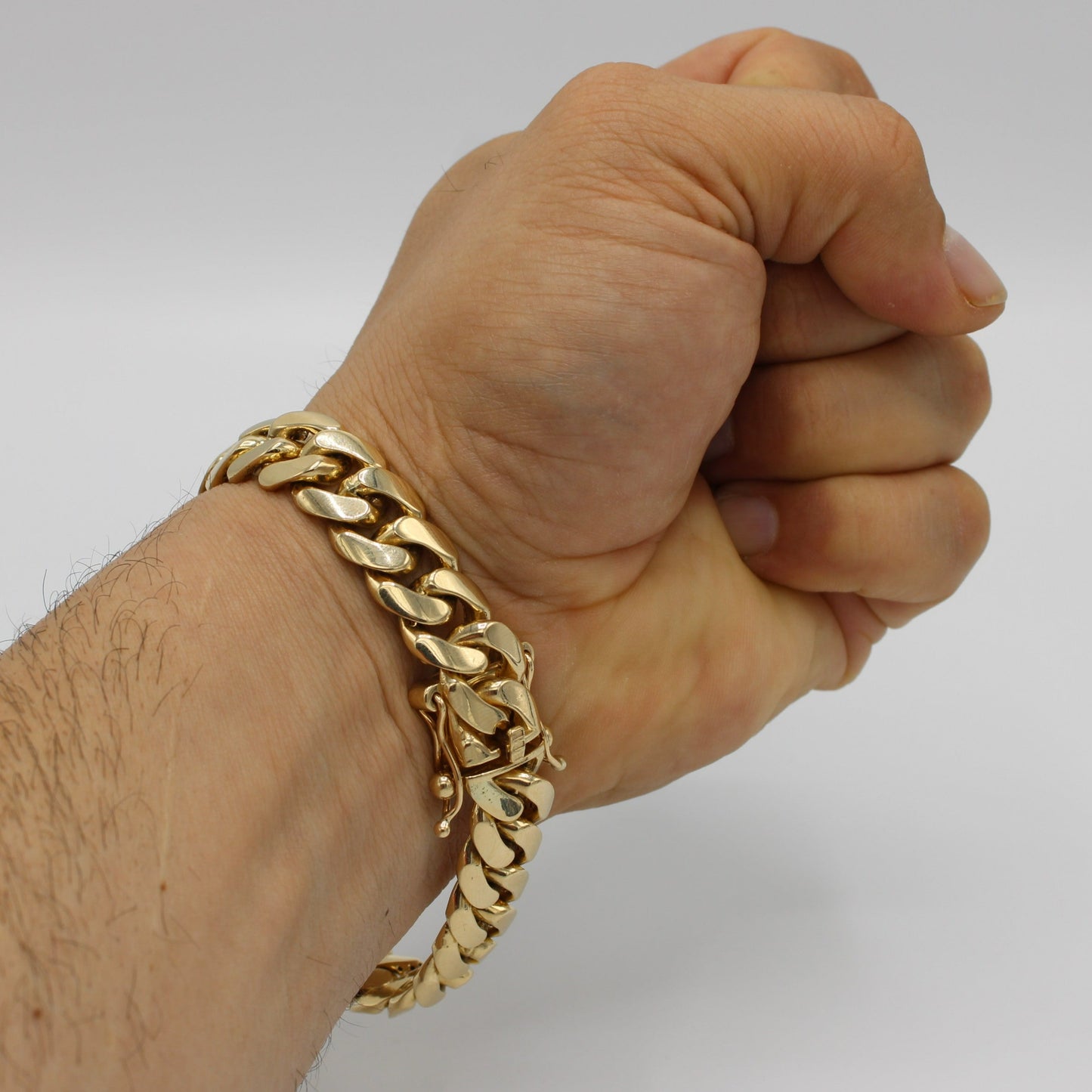 14K Semi-Solid Miami Cuban Link Bracelet Yellow Gold