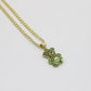 14k Teddy Bear Pendant Cz Stones With Flat Cuban Chain Yellow Gold