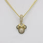 14K Minnie Mouse Charm Cz Stones With Flat Cuban Chain Yellow Gold