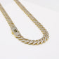 14K Monaco Men's Chain Full Cz Stones Yellow Gold