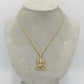 14K Crown King Pendant Cz Stones With Rope Chain Yellow Gold