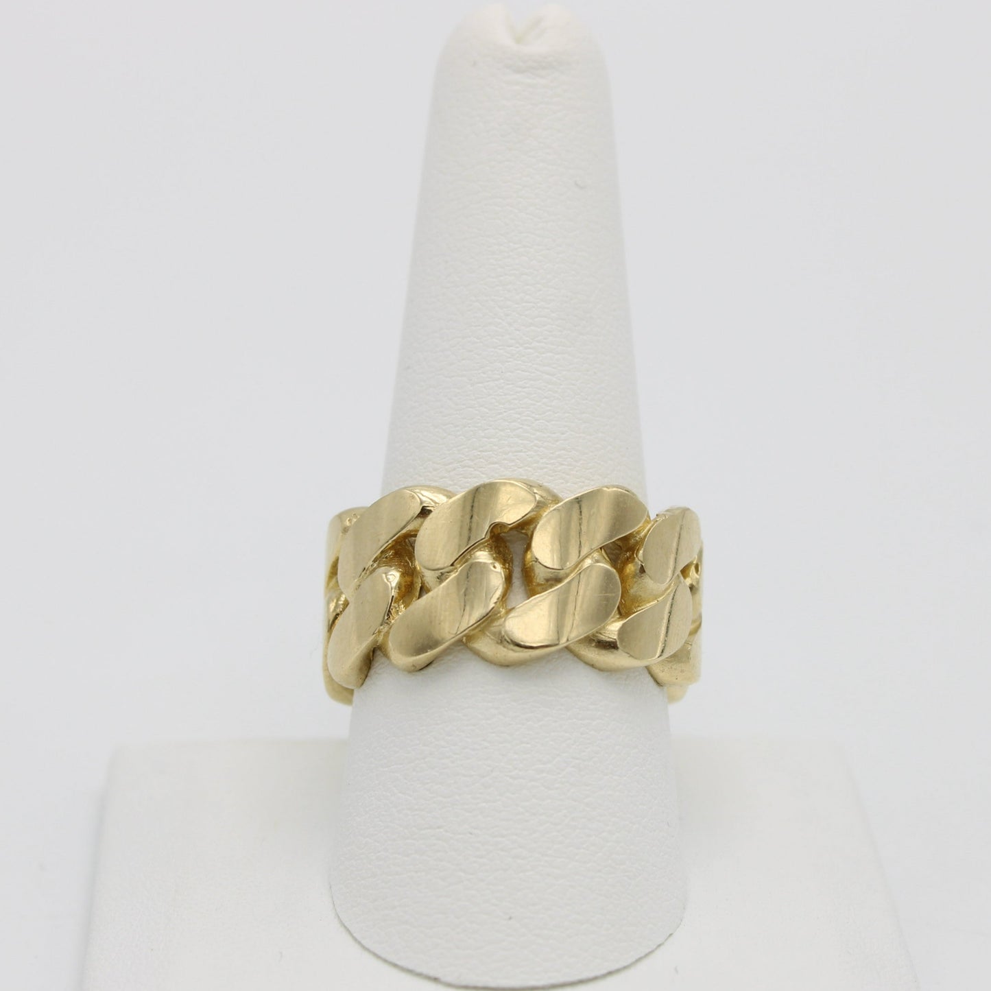 14K Solid Men's Cuban Ring Yellow Gold