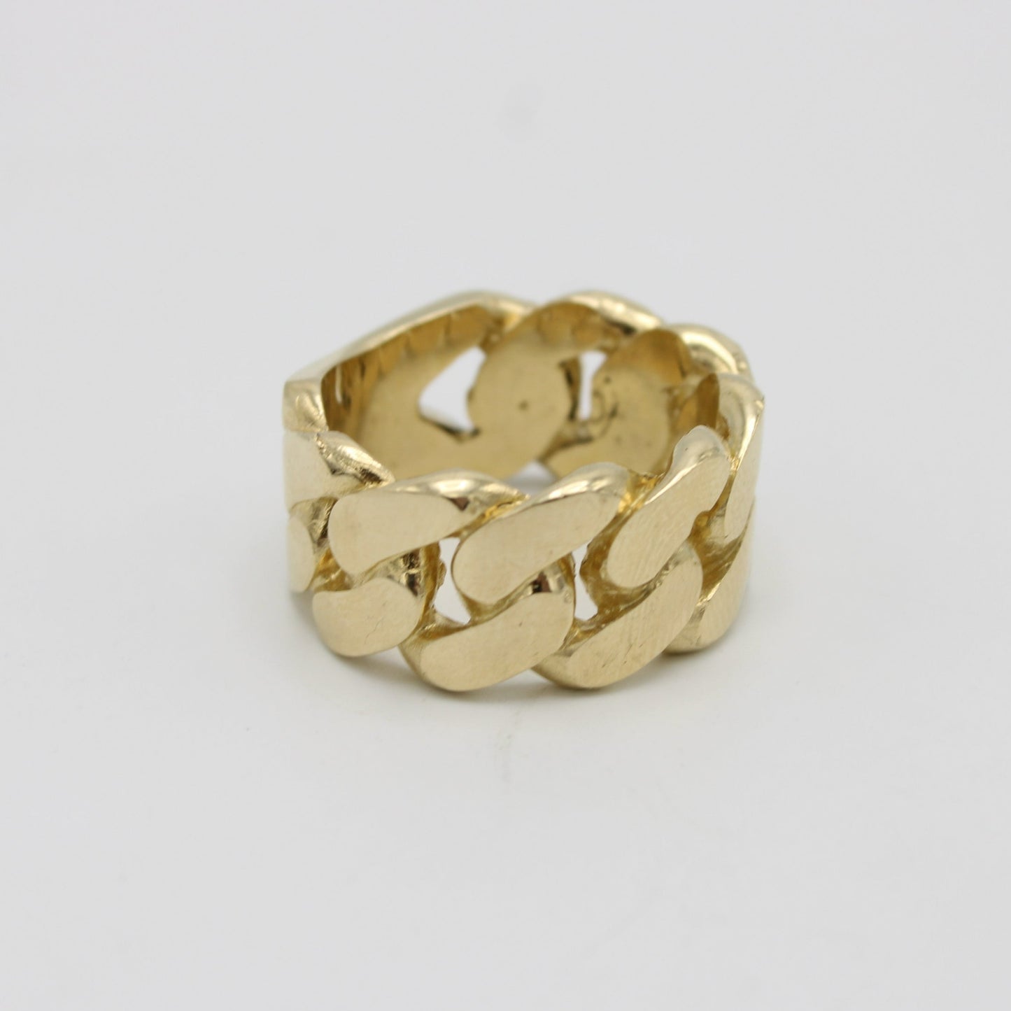 14K Solid Men's Cuban Ring Yellow Gold