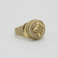 14K Round Men's Cuban Ring Yellow Gold