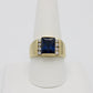 14K Men's Ring Cz Stones (Blue Stone) Yellow Gold