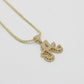14K Initial Name (A) Cz Stones With Ice Chain Yellow Gold