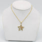 14K Lucky Star Pendant Cz Stones With Rope Chain Yellow Gold