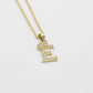 14K Initai E Pendant Cz Stones With Rope Chain Yellow Gold