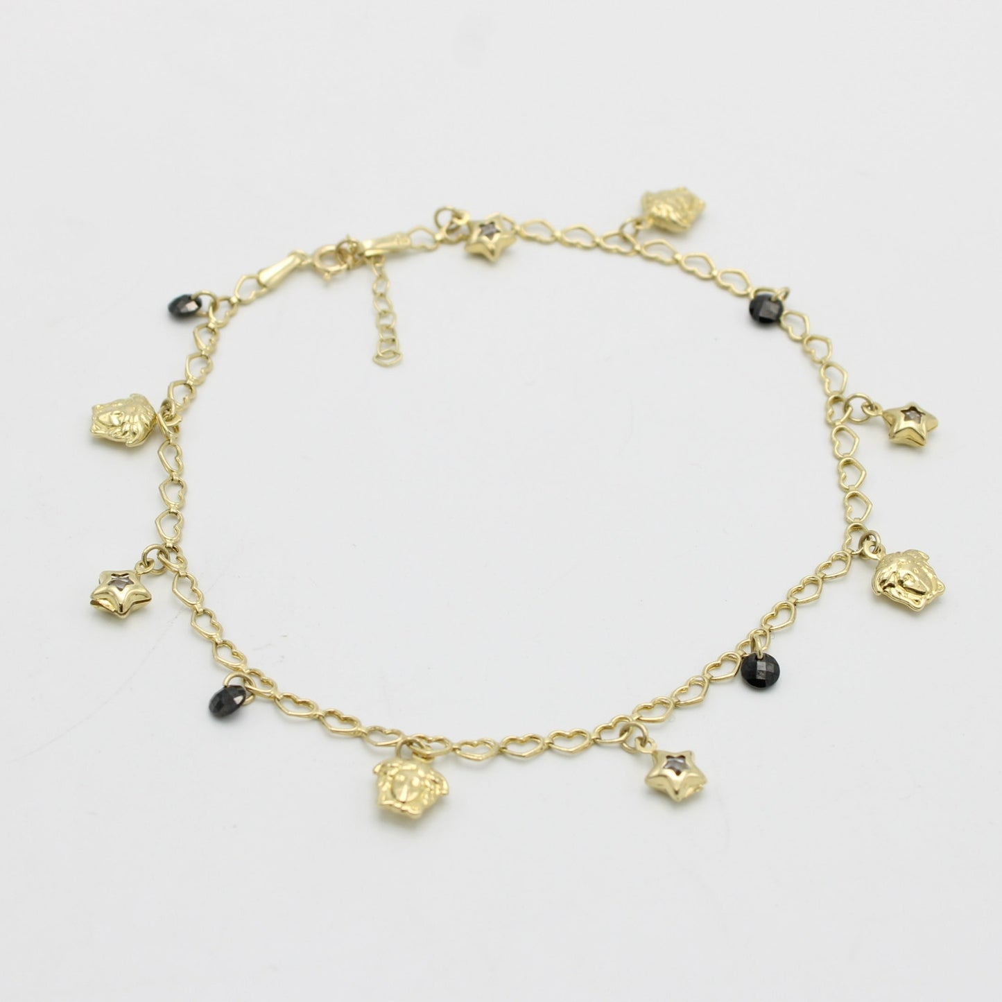 14K Ankle Heart Bracelet Medusa Yellow Gold