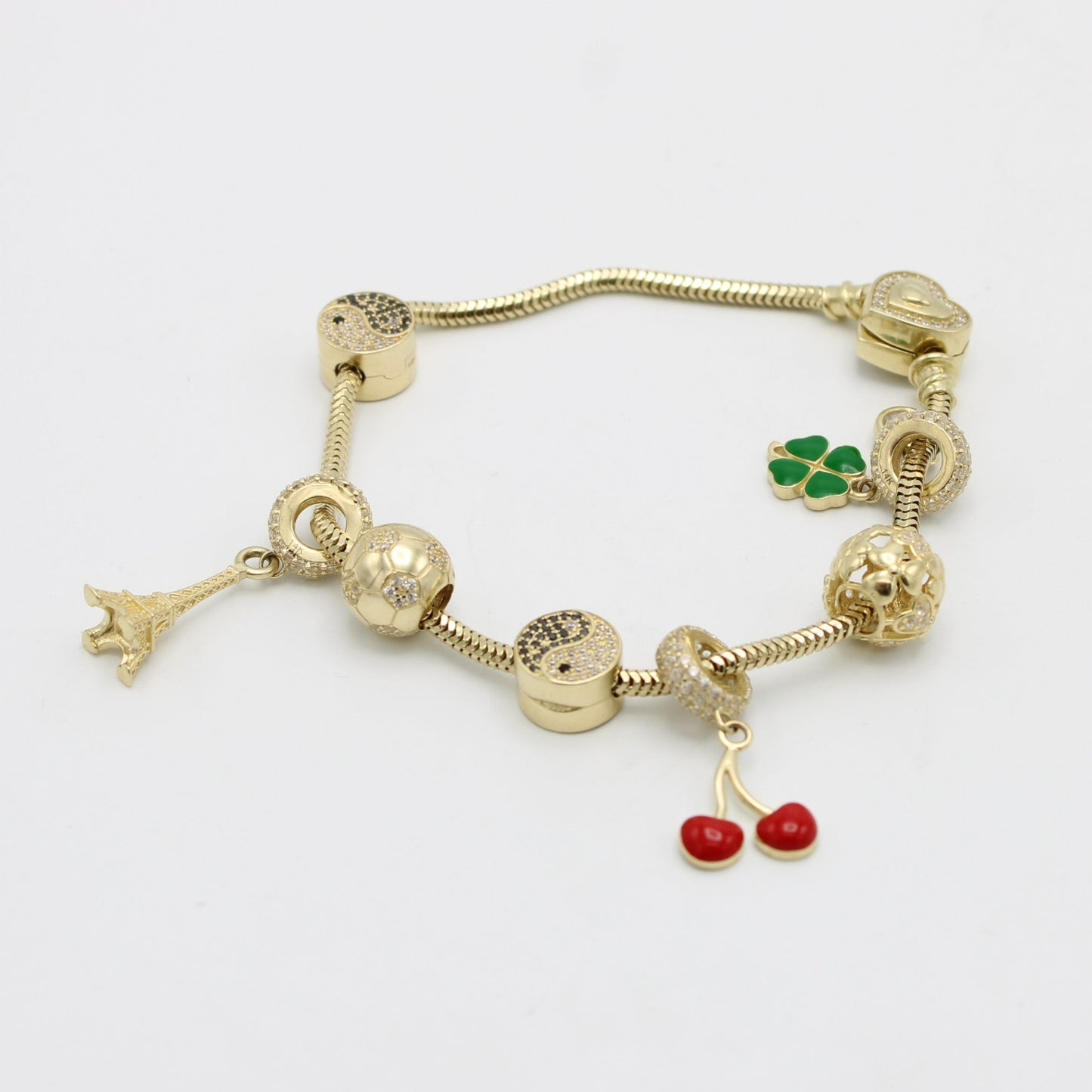 14K Bangle with Charms Yellow Gold