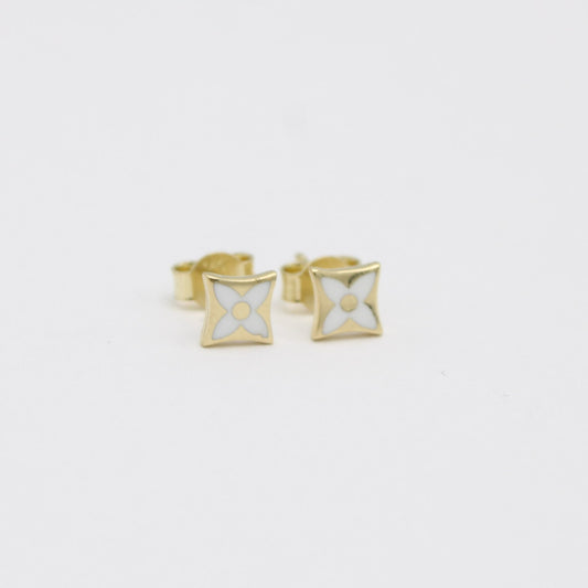 14K Fancy Earring Cz Stones Yellow Gold