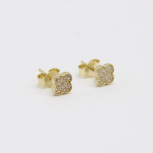 14K Fancy Earring Cz Stones Yellow Gold