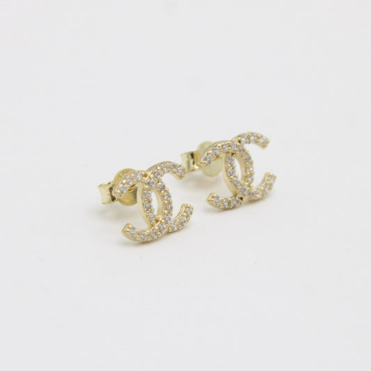 14K Earring Cz Stones Yellow Gold