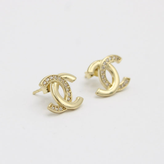 14K Earring Cz Stones Yellow Gold