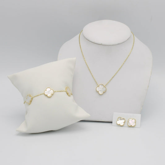 14k Set VC Fancy Necklace - Earrings - Bracelet Yellow Gold