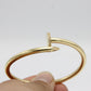 14K Nail Bangle Cz Stones Yellow Gold