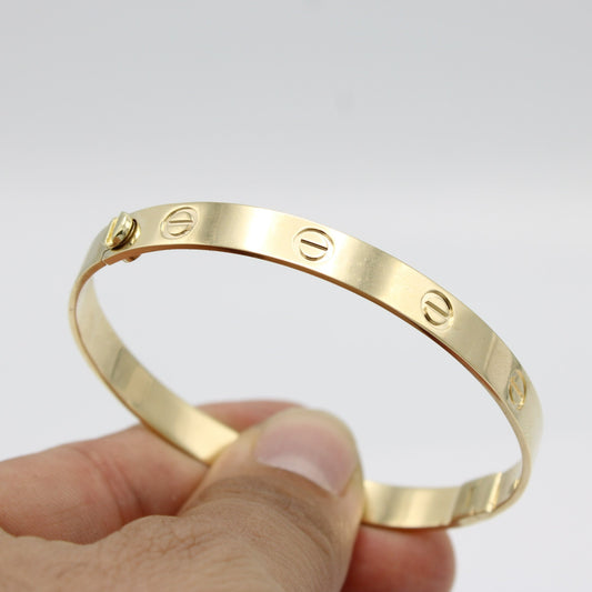 14K Solid Love Bangle  Yellow Gold