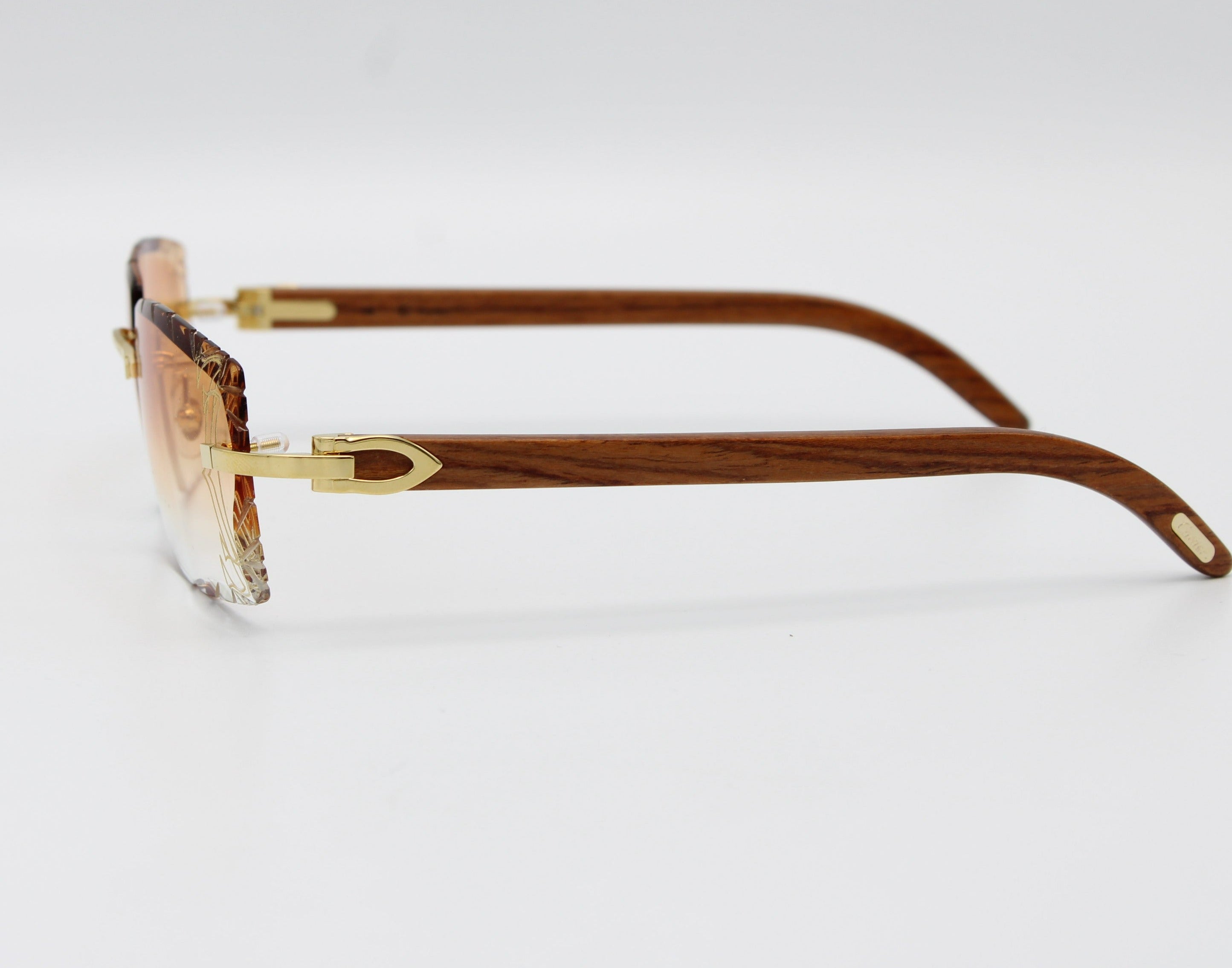 Vintage Cartier C Godron Décor Gold Rimless Sunglasses - Etsy