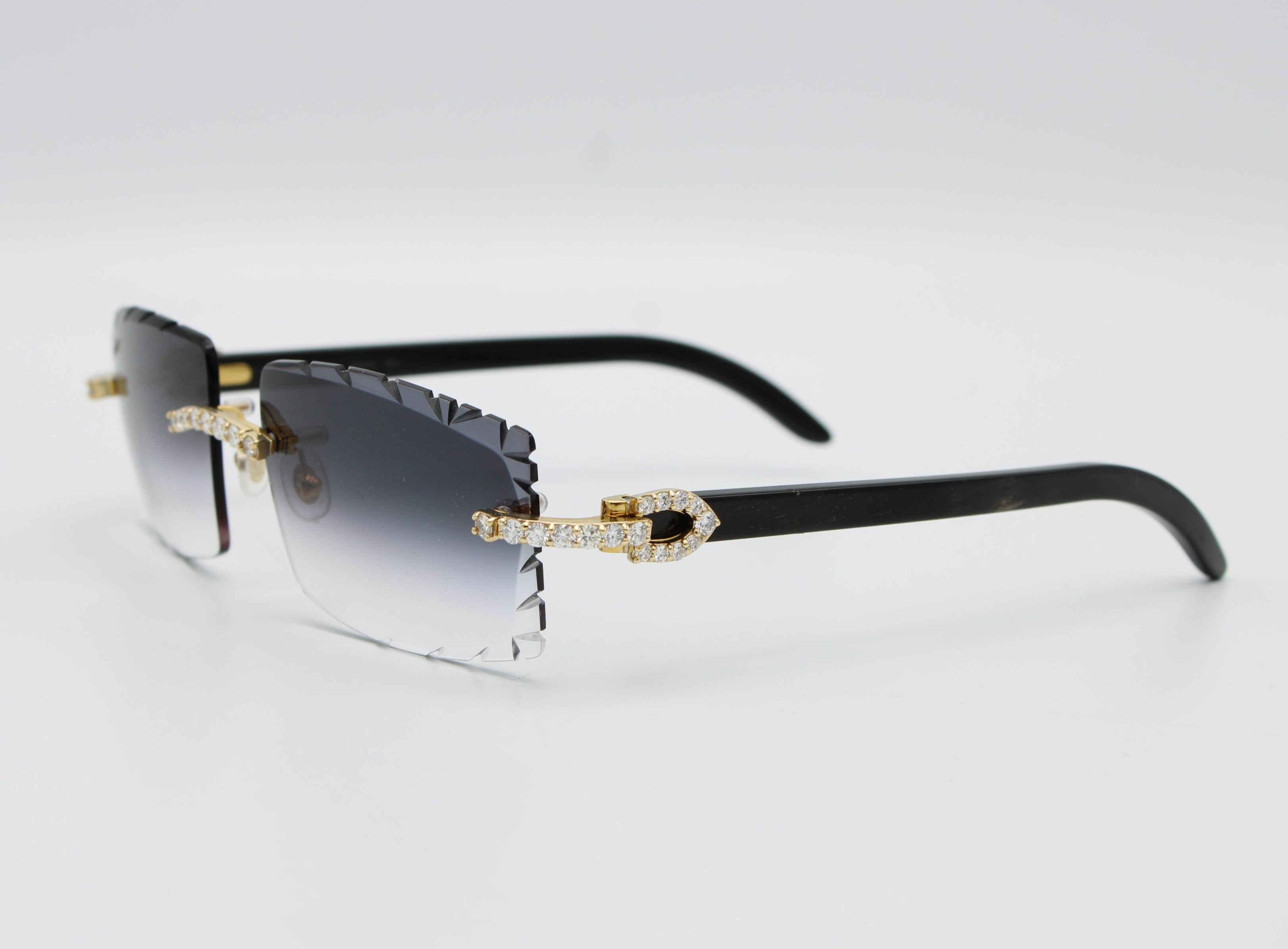 Luxury Cartier Eyewear Black Lenses Yellow Gold Alex Diamond Jewelry