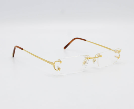 Luxury Cartier Eyewear Olive Lenses Yellow Gold