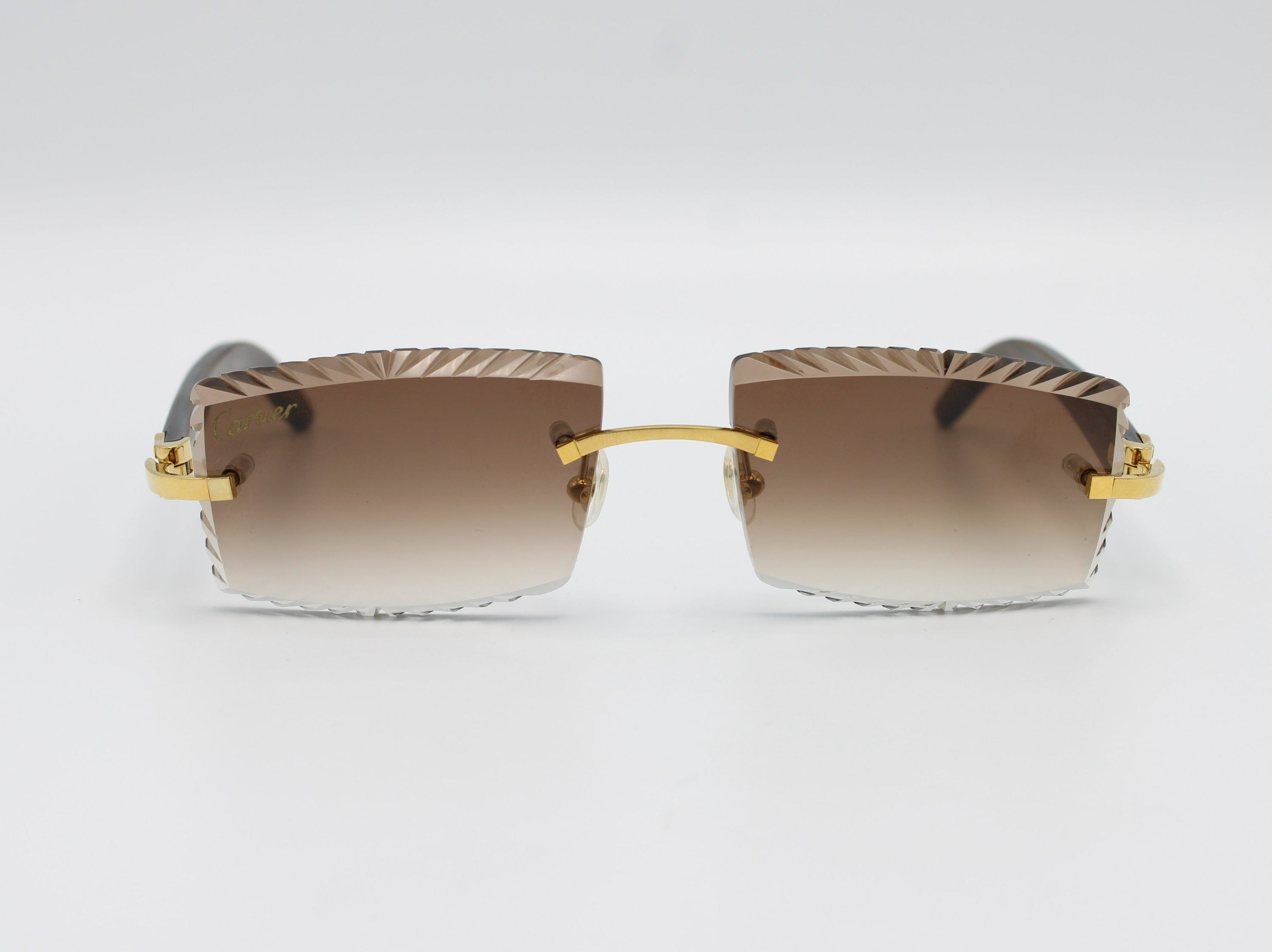 Luxury Cartier Eyewear Brown Lenses Yellow Gold Alex Diamond Jewelry