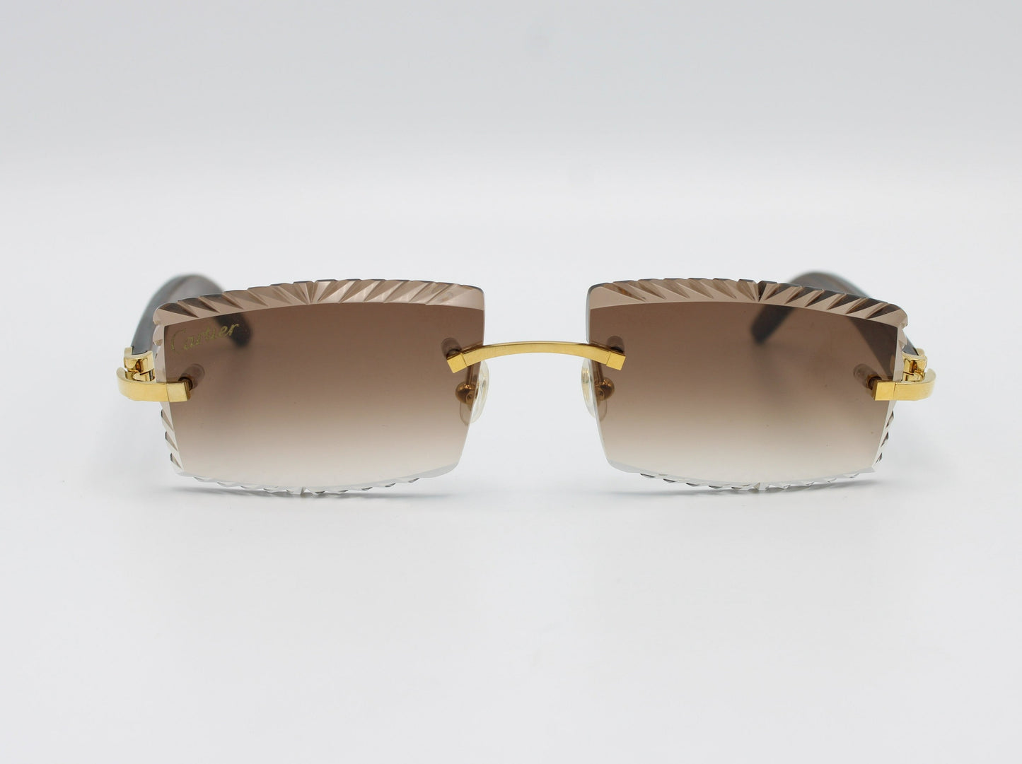 Luxury Cartier Eyewear Brown Lenses Yellow Gold