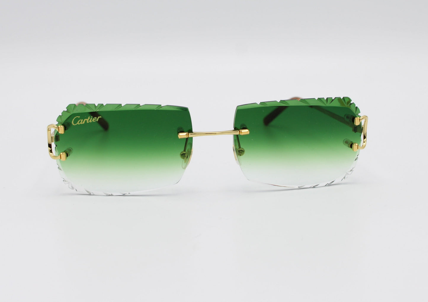 Luxury Cartier Eyewear Green Lenses Yellow Gold