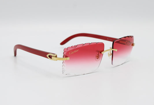 Luxury Cartier Eyewear Pink Lenses Yellow Gold